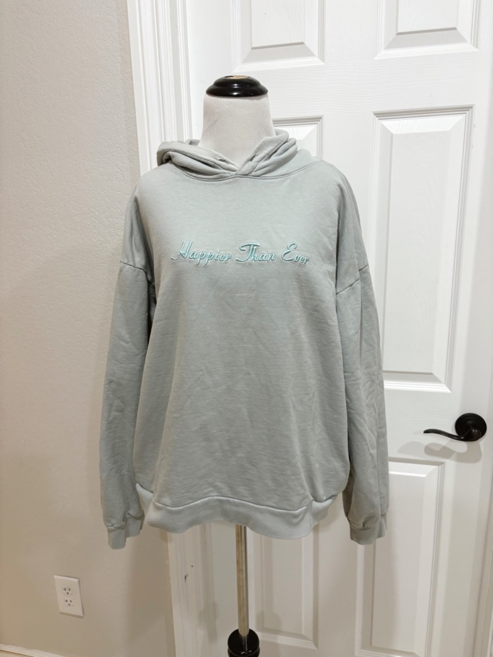 Billie Eilish Light Sage 'Happier Than Ever' Embroidered Hoodie Medium